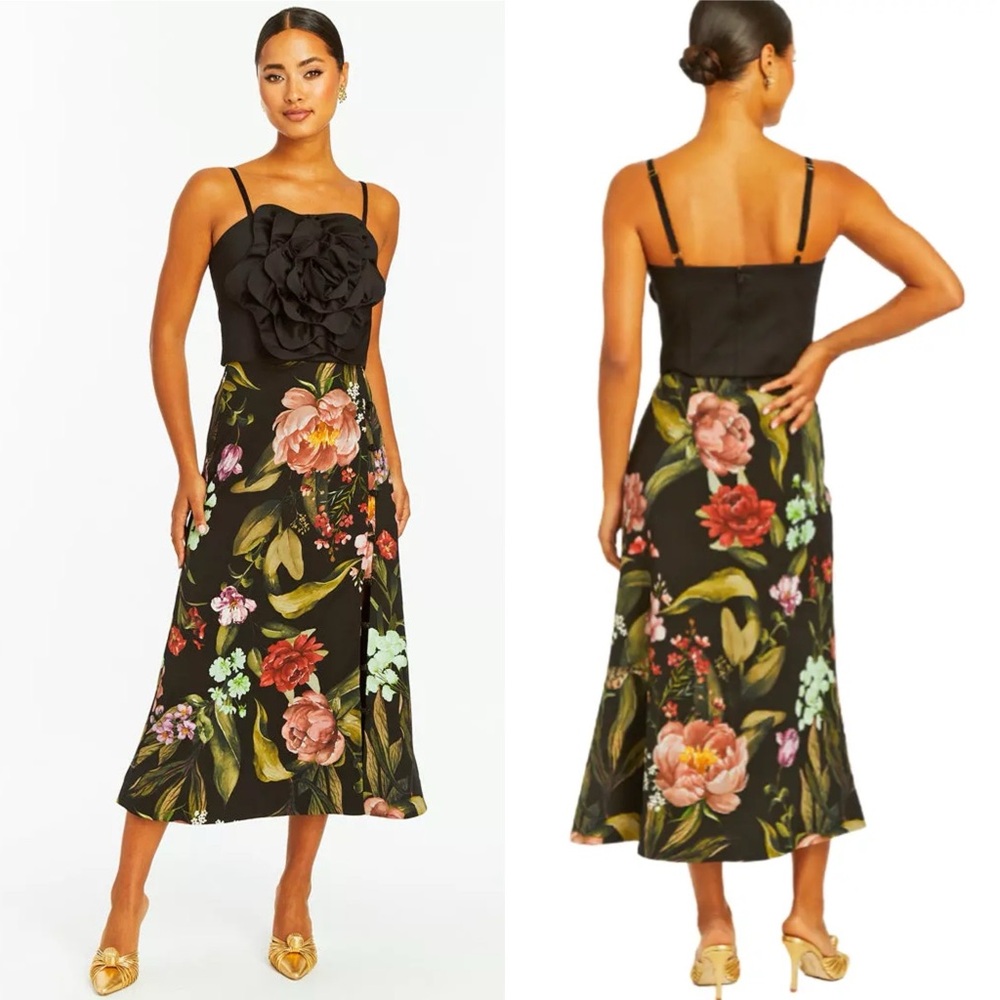 NWT Mestiza New York Althea Crepe Floral Print Midi A-Line Skirt Sz 6